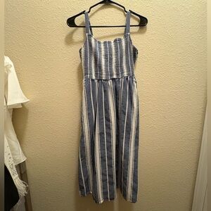 Old Navy smocked stripe midi dress size xs